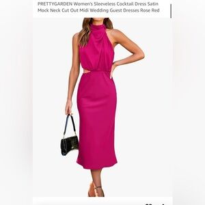 Pink satin asymmetrical cocktail dress